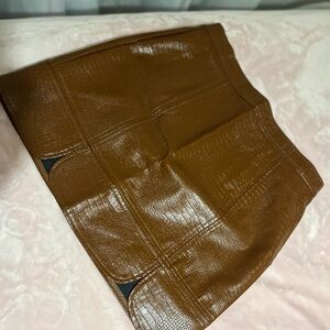 Brown Faux Leather Skirt